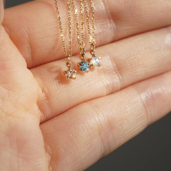 Laurie Fleming Rose Cut Diamond Moondew Necklace 14k Rose Gold - Picture 11 of 15